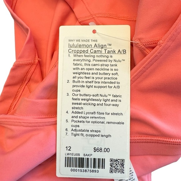 Lululemon - NWT Align™ Cropped
Cami Tank Top *Light Support,
A/B Cup Sz 12 - Picture 9 of 9